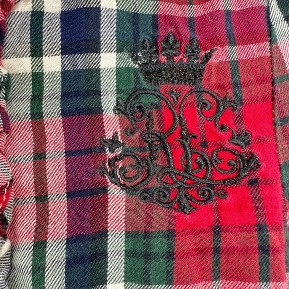 Ralph Lauren Embroidered Plaid Ruffle‎ Shirt Dress Holiday Winter Girls Size 12M